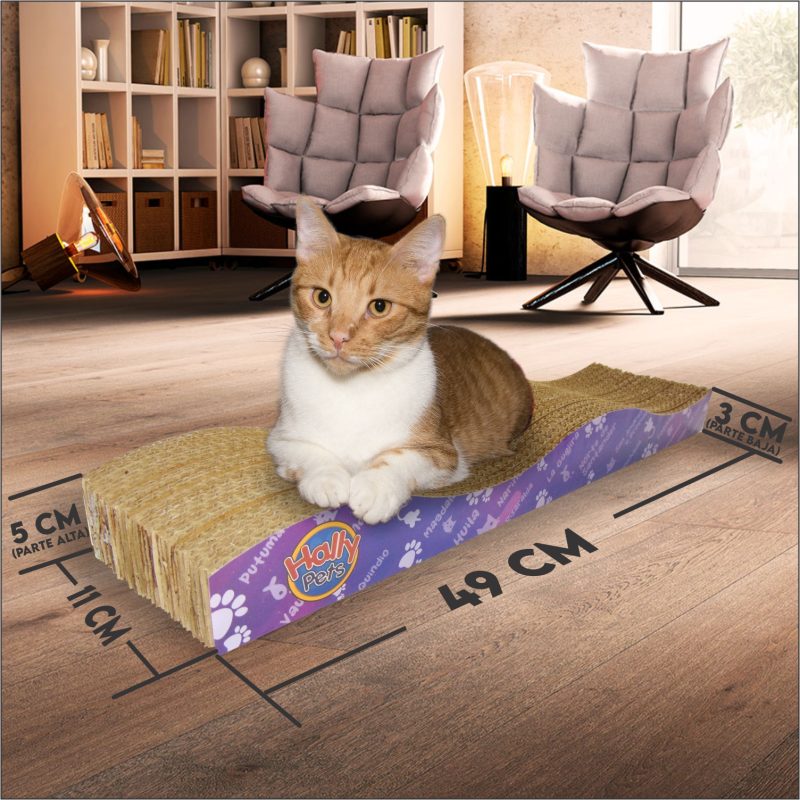 Rascador Ondas De Cartón Para Gatos Largo 49 Cm Xancho 11 Cm